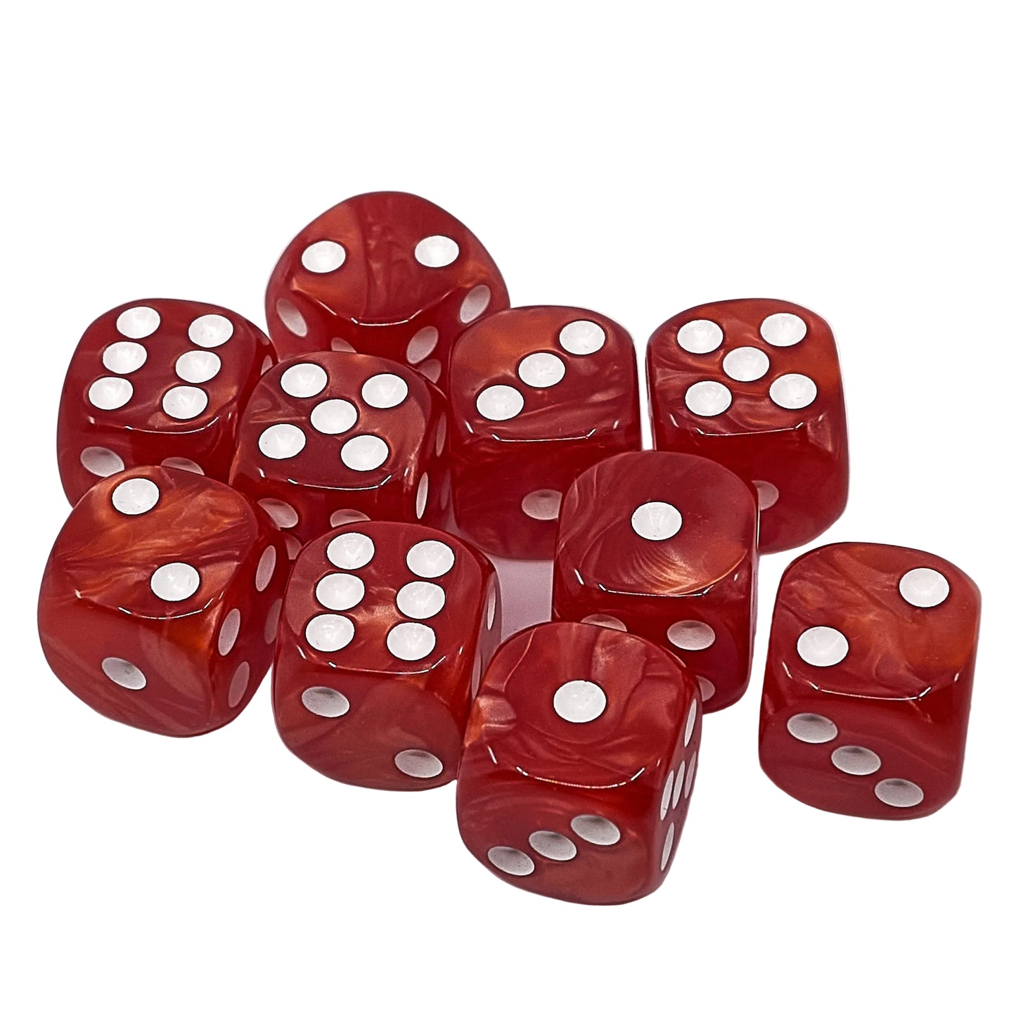 10 x D6 Abyss Dice Set - Red Marble / White (AB0061)