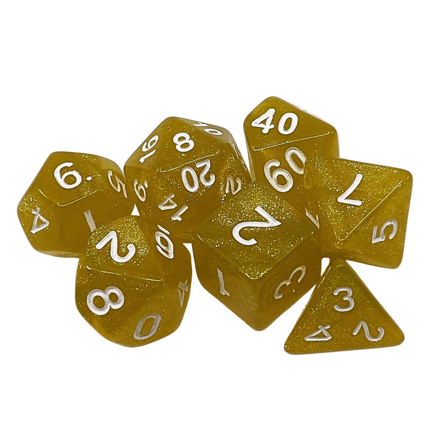 Polyhedral Dice Set - Neon Green Glitter / White (AB0050)