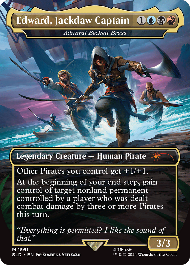 Admiral Beckett Brass (SLD-1561) - Secret Lair Drop / Edward, Jackdaw Captain (Borderless)