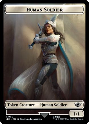Human Soldier (0001) // Food (0010) Double-Sided Token (LTR-1 // 10) - The Lord of the Rings: Tales of Middle-earth Foil