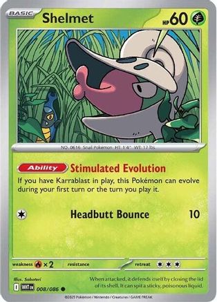 Shelmet 008/086 - Reverse Holofoil SV White Flare - Common
