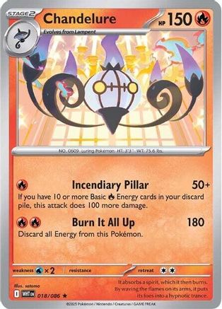 Chandelure 018/086 - Holofoil SV White Flare - Rare