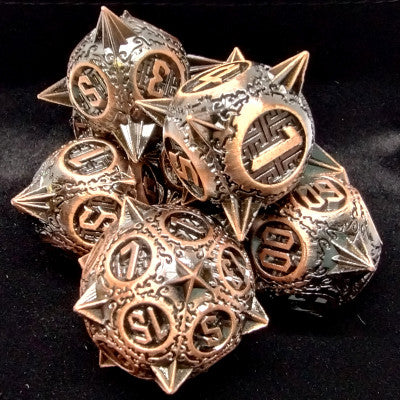 Spiky Dice Set - Old Copper