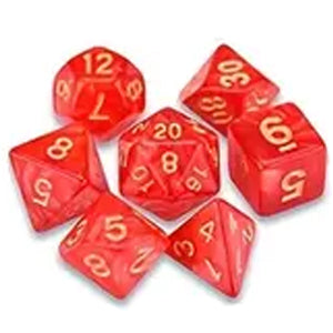 7 Polyhedral Abyss Dice Set - Scarlet Marble / Gold (AB0011)