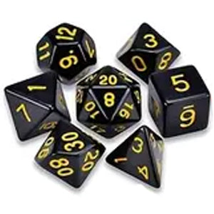 Polyhedral Dice Set - Jet Ink / Neon yellow (AB0021)