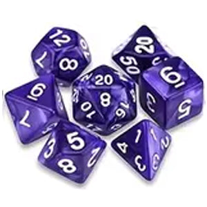 7 Polyhedral Abyss Dice Set - Amethyst Marble / White (AB0028)