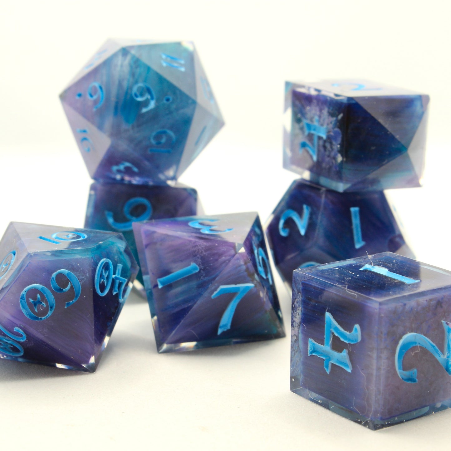 Sweet Dice - Polyhedral Resin - Blue and Lavender Mist