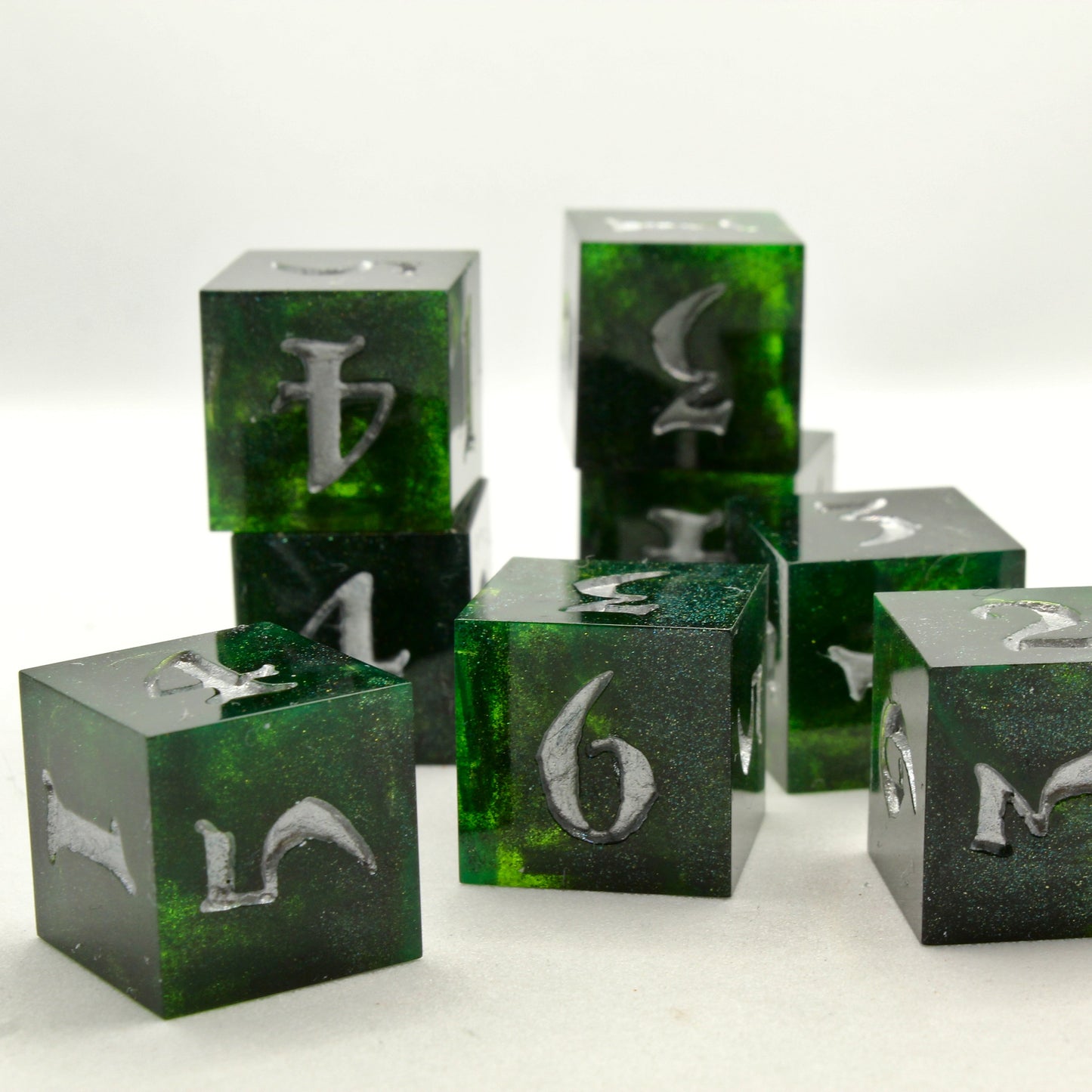 Sweet Dice - D6 Resin - Emerald Glitter