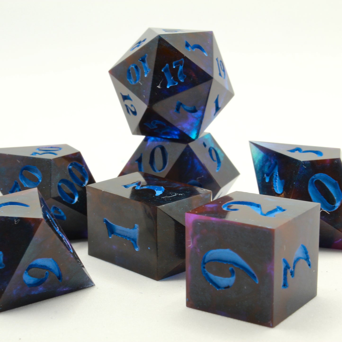 Sweet Dice - Polyhedral Resin - Turquoise Shadow Glimmer
