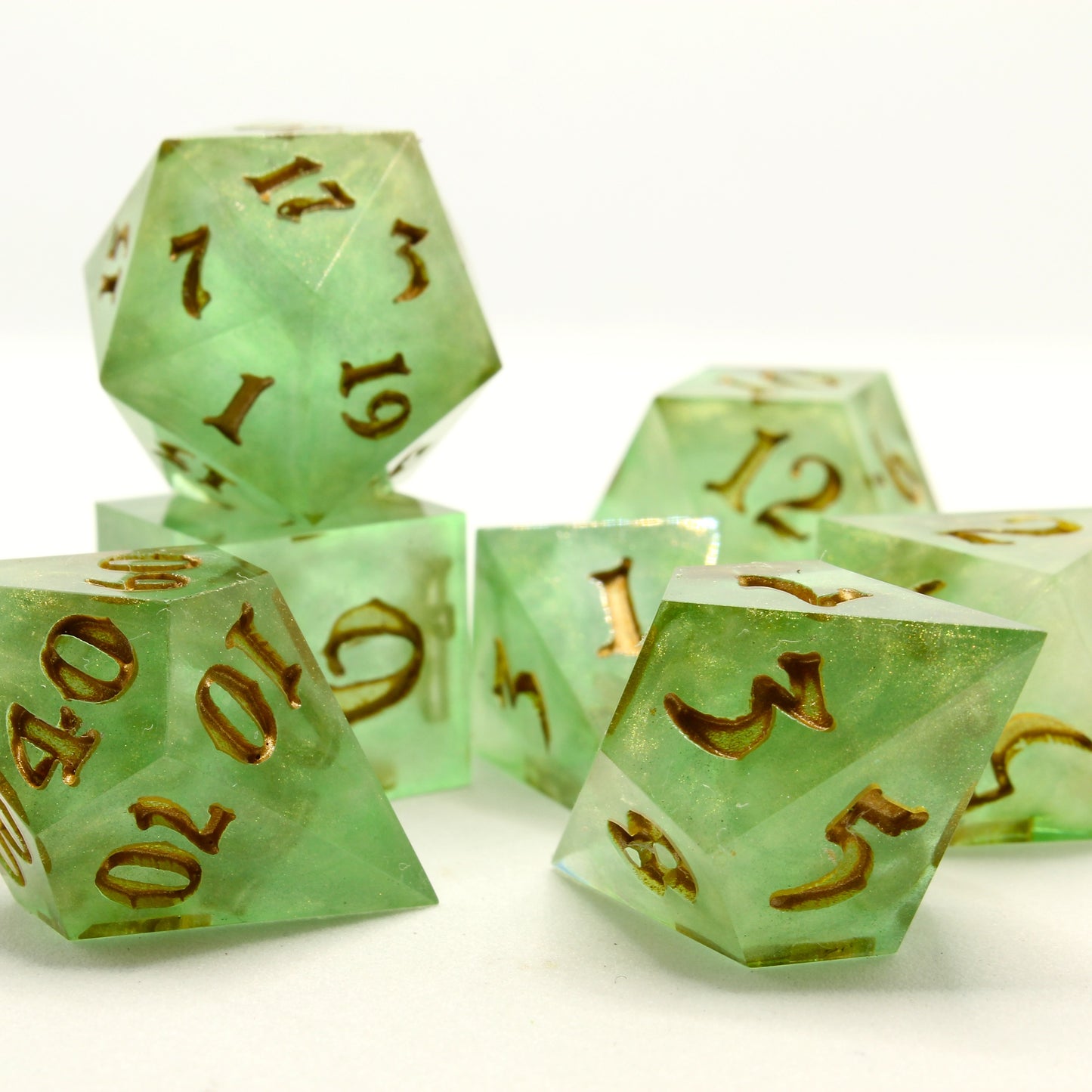 Sweet Dice - Polyhedral Resin - Golden Sage Sparkle