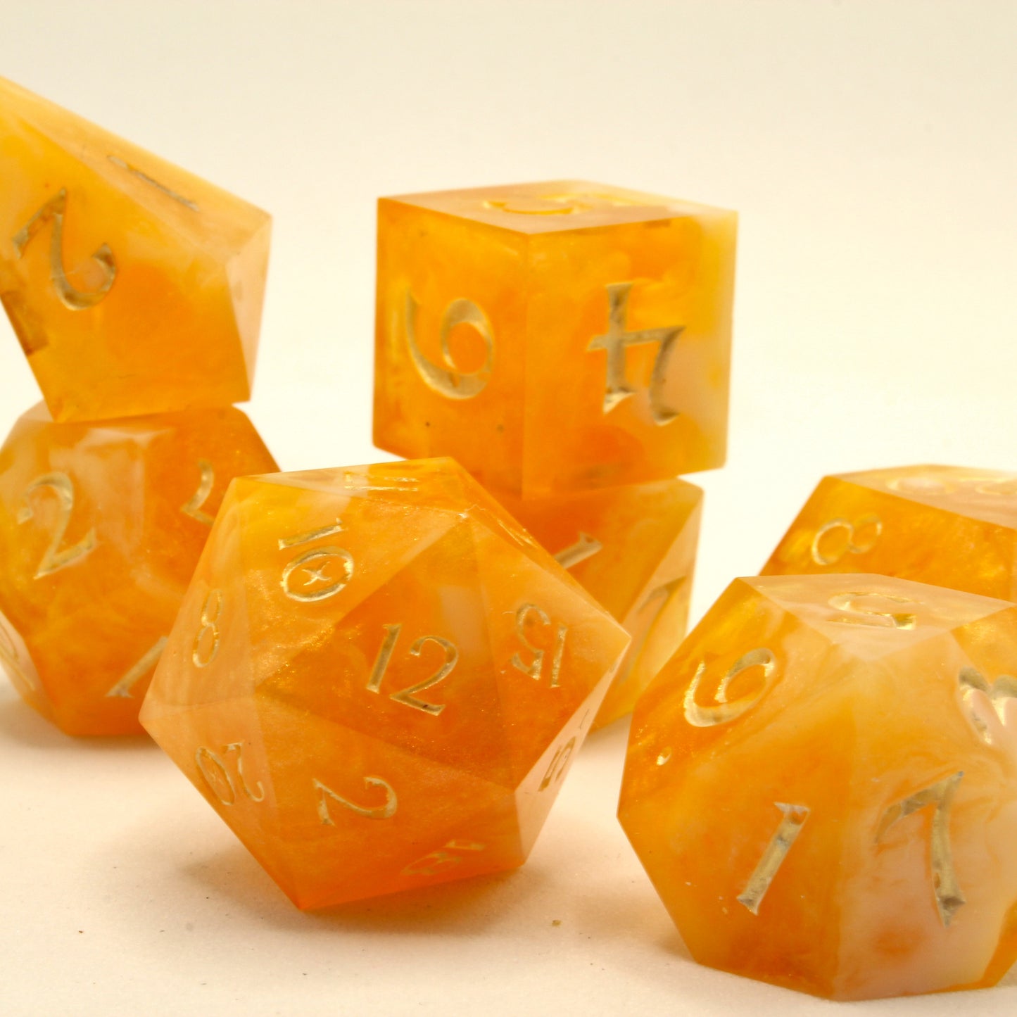 Sweet Dice - Polyhedral Resin - Yellow Sunset Clouds