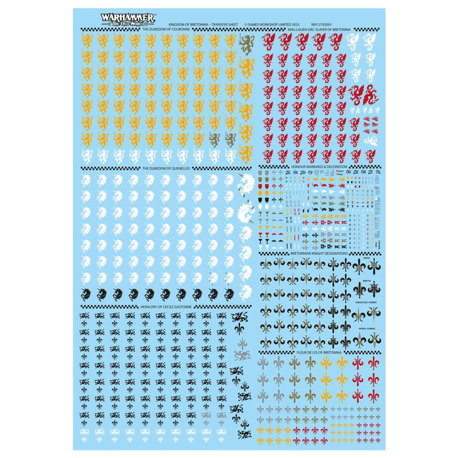 Kingdom of Bretonnia - Transfer Sheet