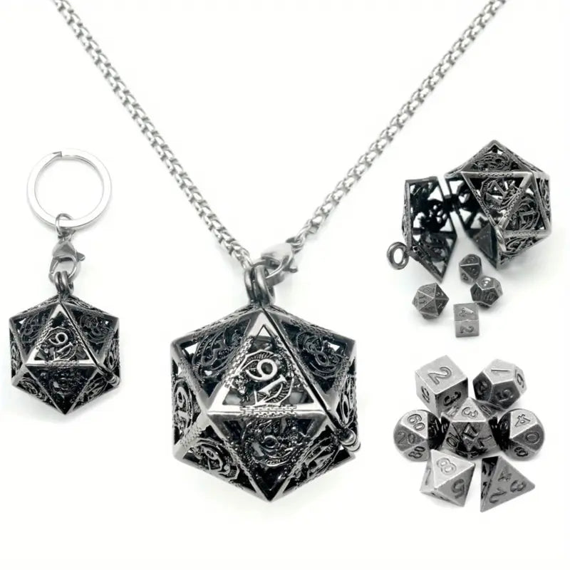 Necklace With Mini Metal Dice - Black Copper
