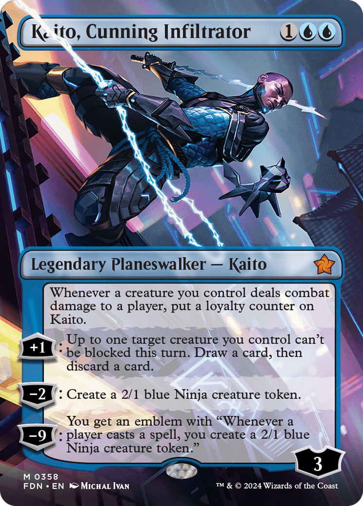 Kaito, Cunning Infiltrator (Borderless) (FDN-358) - Foundations (Borderless)