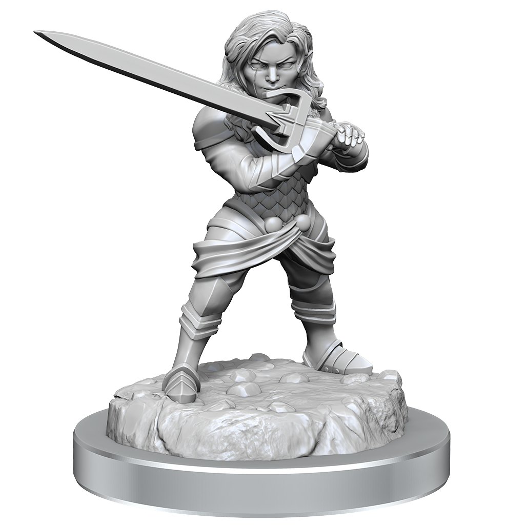 Critical Role Unpainted Minis: Female human wizard & female halfling holy warrior