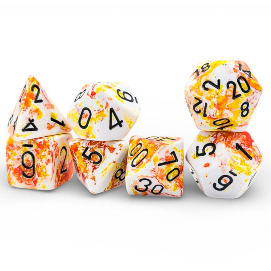 7 Polyhedral Dice Set - Brush Sunrise / Black - CHX24403