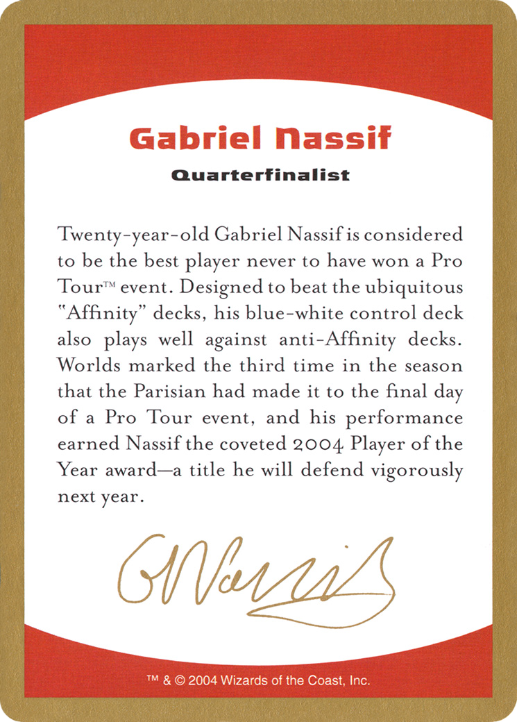 2004 Gabriel Nassif Biography Card [World Championship Decks]