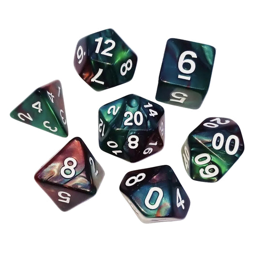 7 Polyhedral Abyss Dice Set - Vortex Green / Bronze (AB0043)