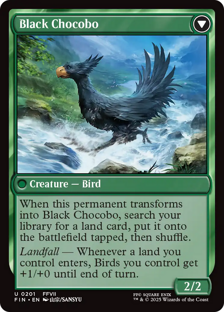 Sidequest: Raise a Chocobo // Black Chocobo (FIN-201) - FINAL FANTASY: (enchantment) Foil