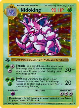Nidoking (11/102) (Shadowless) [Base Set 1st Edition]