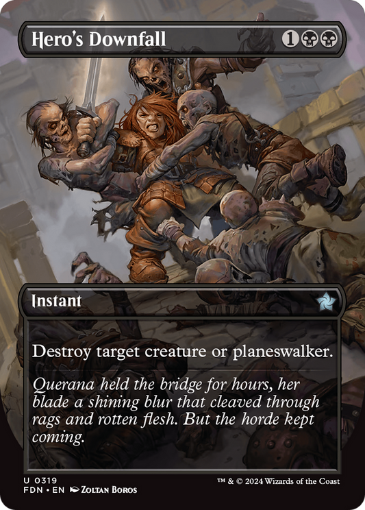 Hero's Downfall (FDN-319) - Foundations (Borderless) Foil