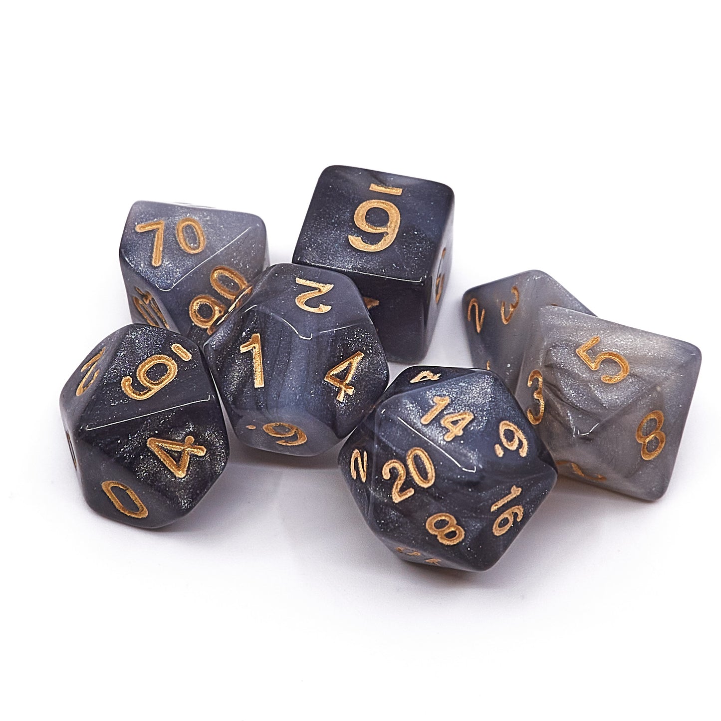 7 Polyhedral Abyss Dice Set - Smoke / Gold (AB0037)