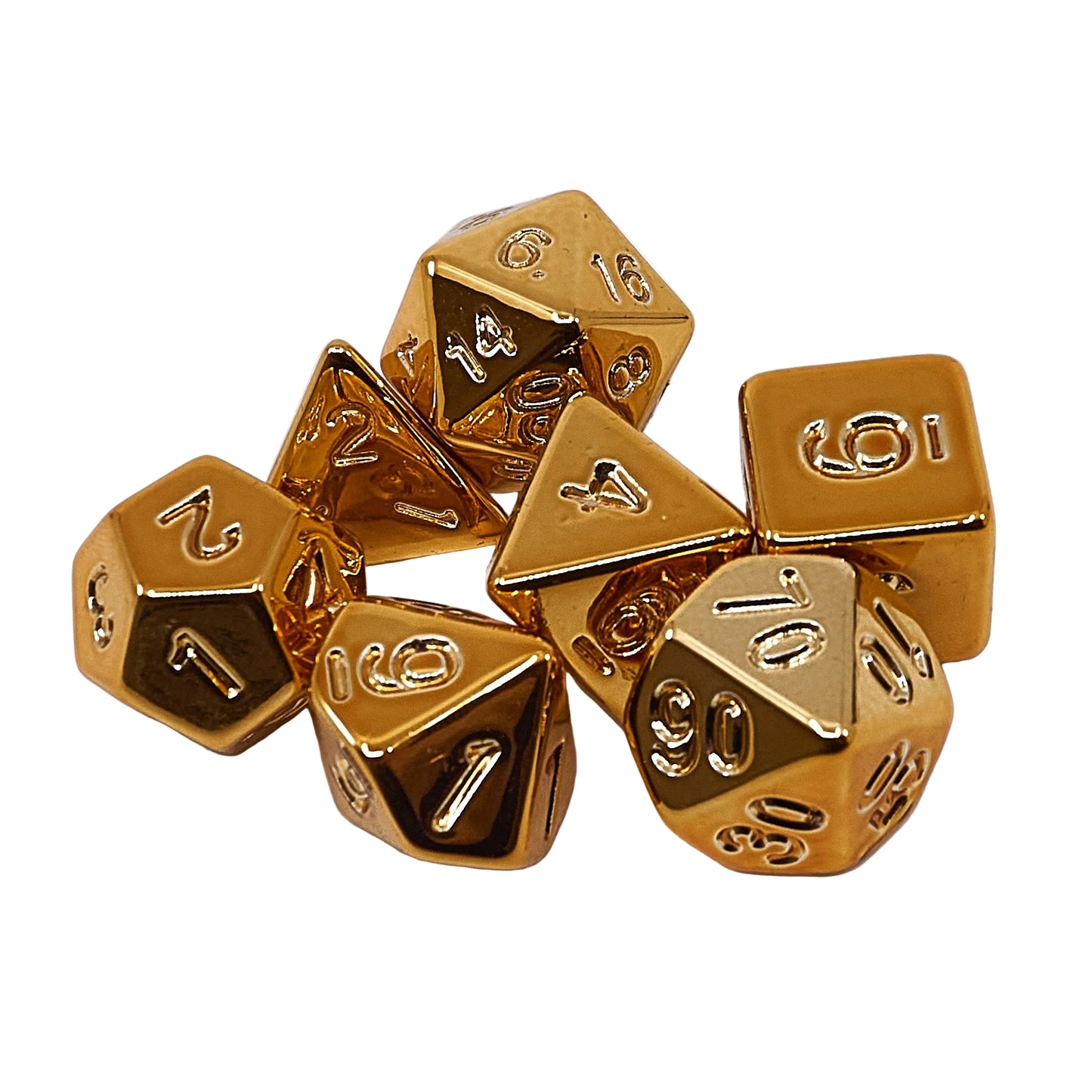 Polyhedral Dice Set - Gold metallic (AB0055) with Velvet Bag