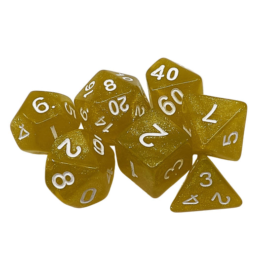 Polyhedral Dice Set - Neon Green Glitter / White (AB0050)