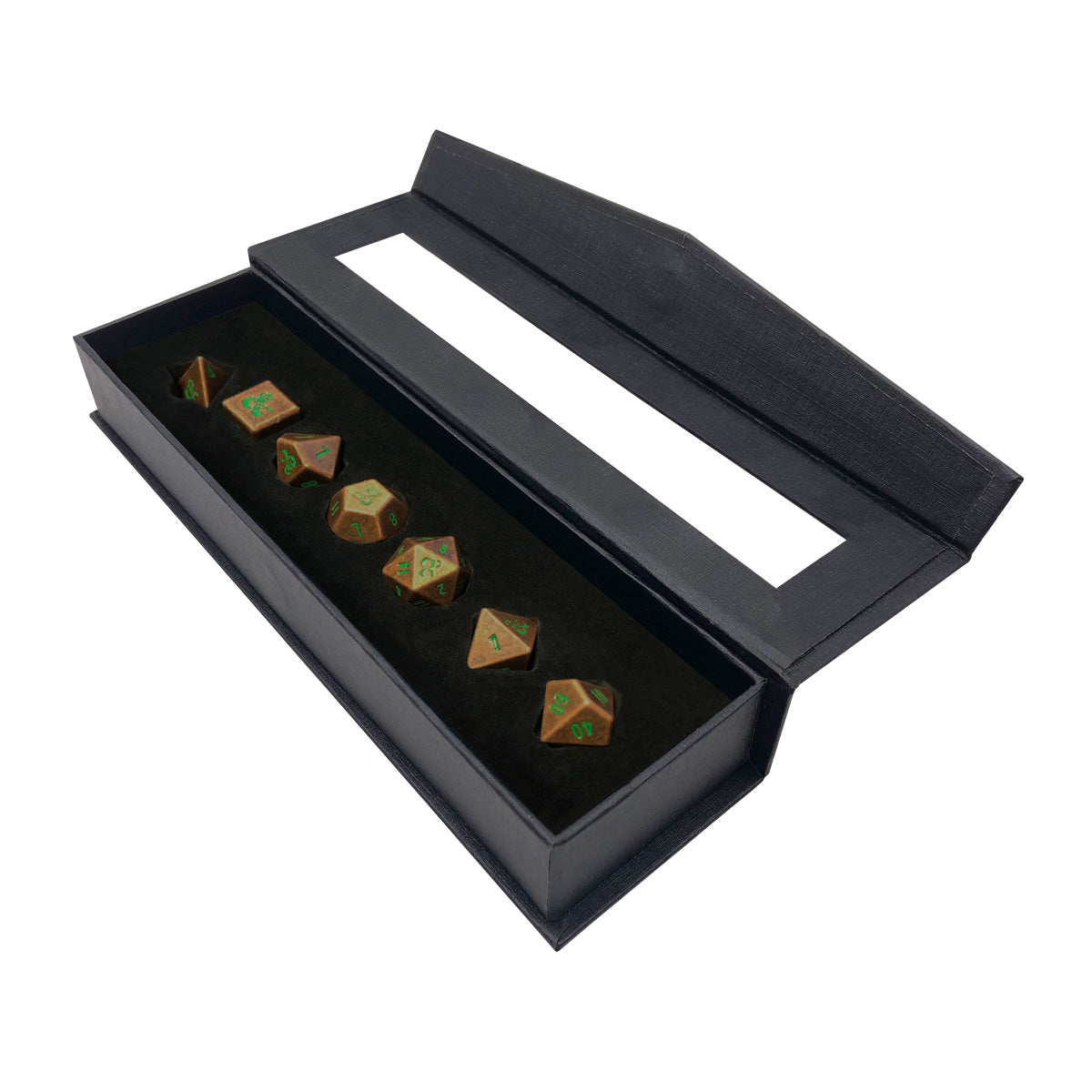 7 Polyhedral Dice Set Heavy Metal D&D Feywild Copper/Green - UP18781