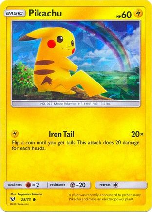 Pikachu (28/73) (Lets Play, Pikachu Cracked Ice Holo) (Theme Deck Exclusives) [Sun & Moon: Shining Legends]