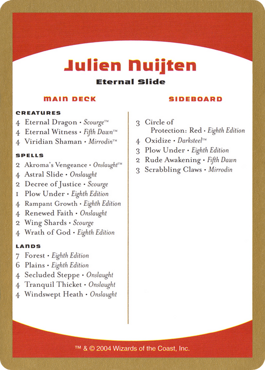 2004 Julien Nuijten Decklist Card [World Championship Decks]