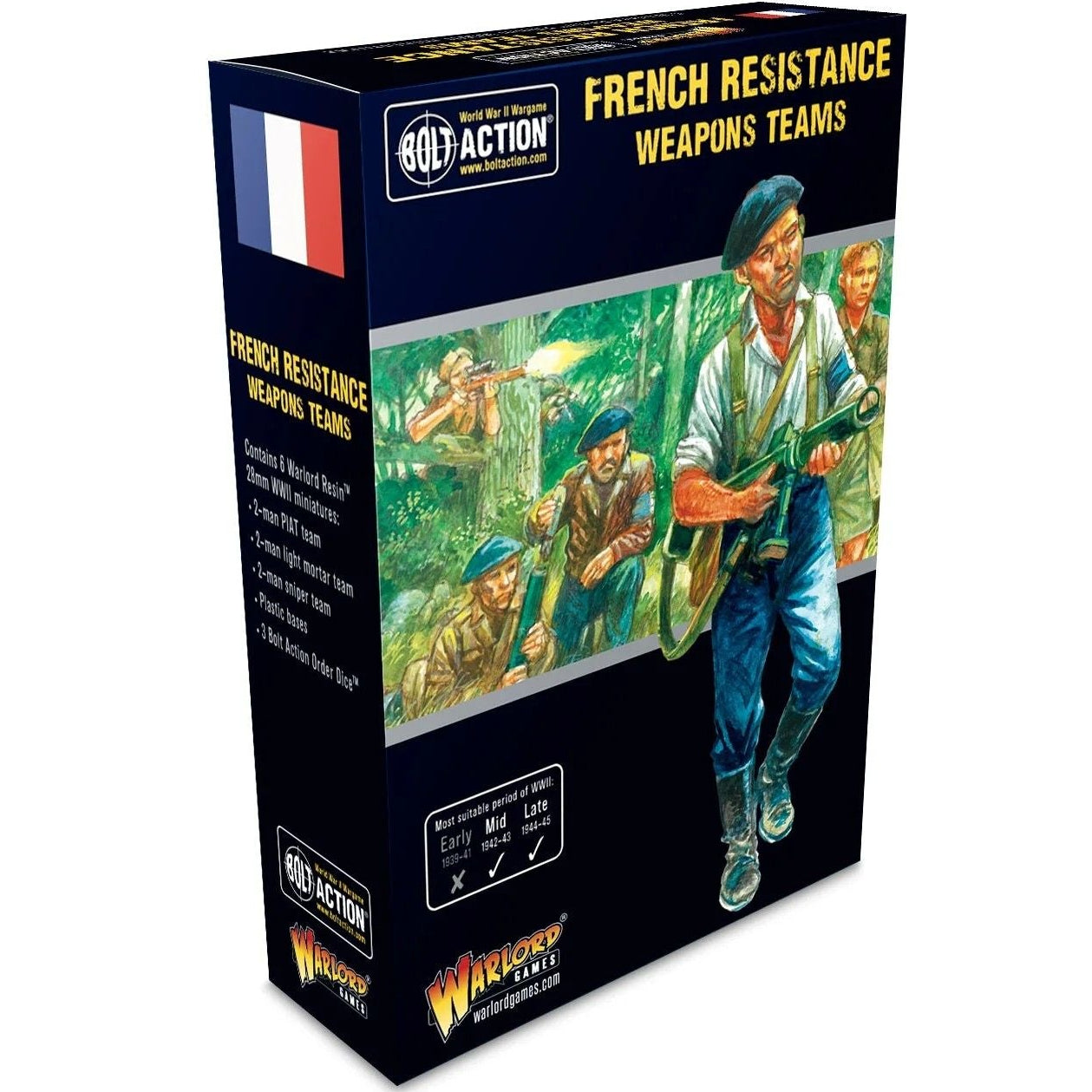 Box for French Resistance weapons teams from Warlord Games on a white background