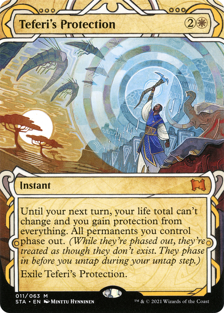 Teferi's Protection (STA-011) - Strixhaven Mystical Archive: (Showcase) (Borderless) Etched Foil
