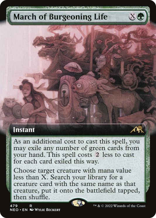 March of Burgeoning Life (NEO-479) - Kamigawa: Neon Dynasty: (Extended Art)