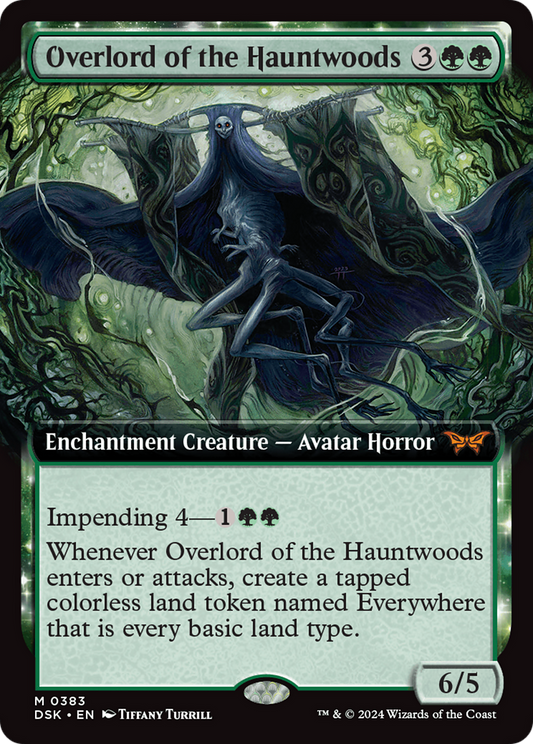 Overlord of the Hauntwoods (DSK-383) - Duskmourn: House of Horror: (Extended Art, enchantment) Foil