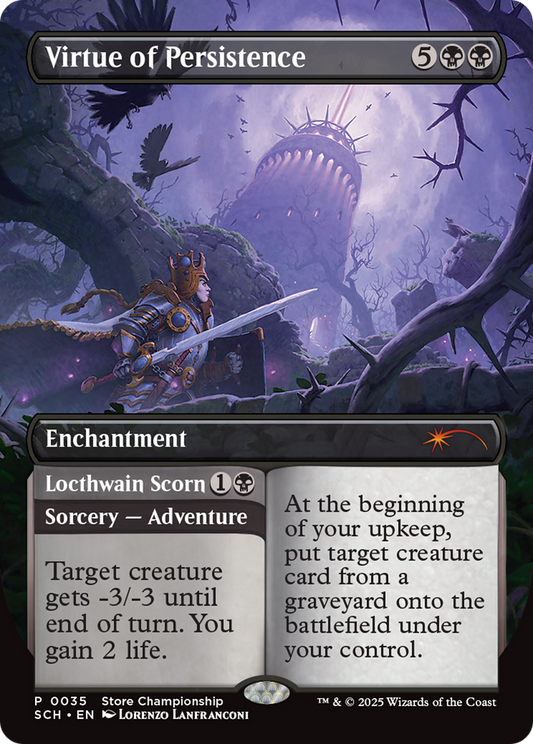 Virtue of Persistence // Locthwain Scorn (GAME-035) - Store Championships: (enchantment) (Borderless) Foil