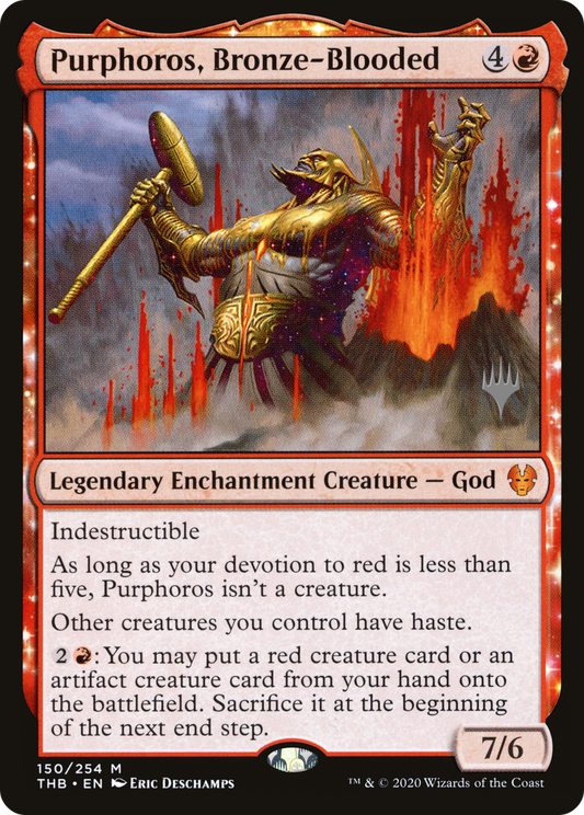 Purphoros, Bronze-Blooded (PPTHB-150) - Theros Beyond Death Promos: (enchantment)