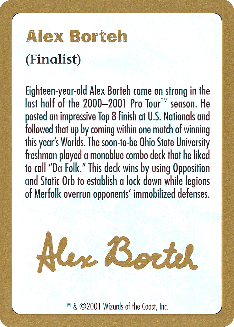 2001 Alex Borteh Biography Card [World Championship Decks]