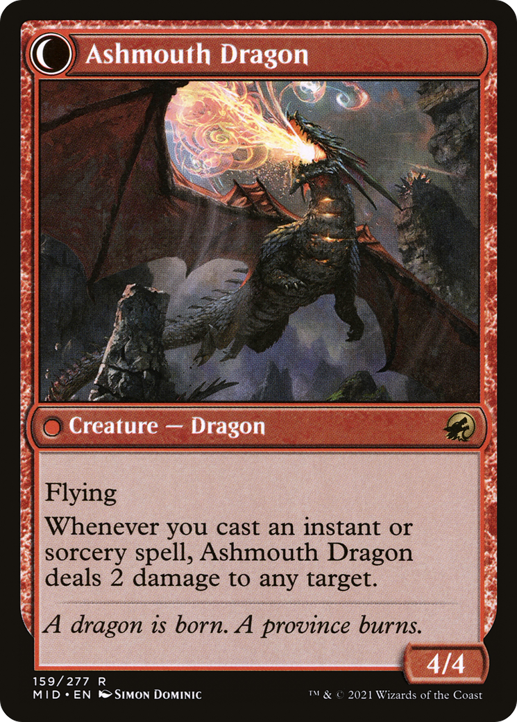 Smoldering Egg // Ashmouth Dragon (MID-159) - Innistrad: Midnight Hunt: (Double Faced Transform)