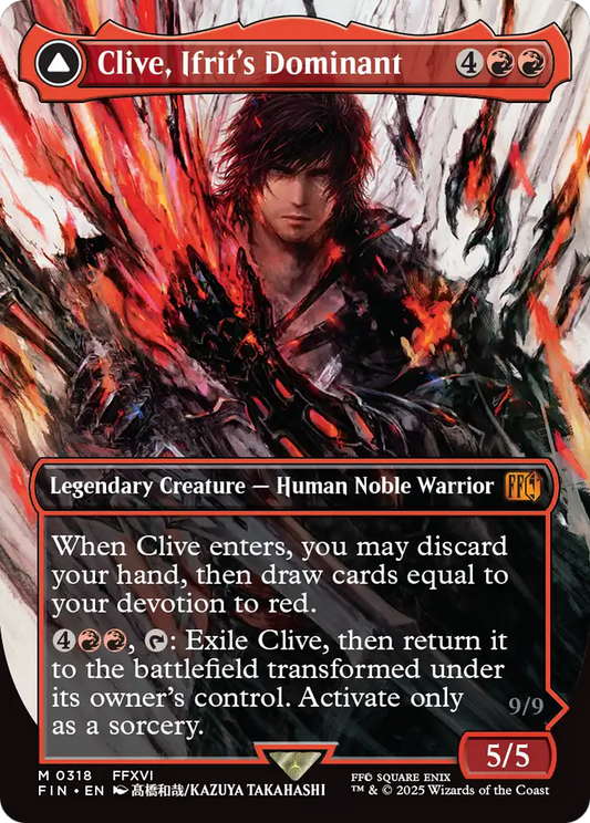 Clive, Ifrit's Dominant // Ifrit, Warden of Inferno (FIN-318) - FINAL FANTASY: (enchantment) (Borderless) Foil