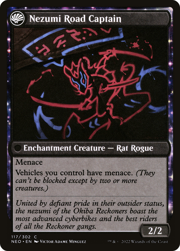 Okiba Reckoner Raid // Nezumi Road Captain (NEO-117) - Kamigawa: Neon Dynasty: (fandfc, enchantment)
