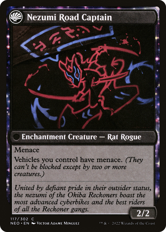 Okiba Reckoner Raid // Nezumi Road Captain (NEO-117) - Kamigawa: Neon Dynasty: (fandfc, enchantment)