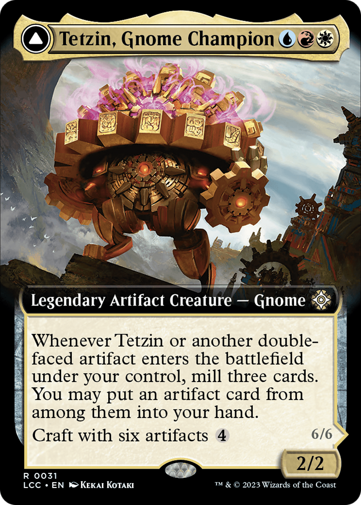 Tetzin, Gnome Champion // The Golden-Gear Colossus (LCC-031) - The Lost Caverns of Ixalan Commander: (Extended Art) Foil