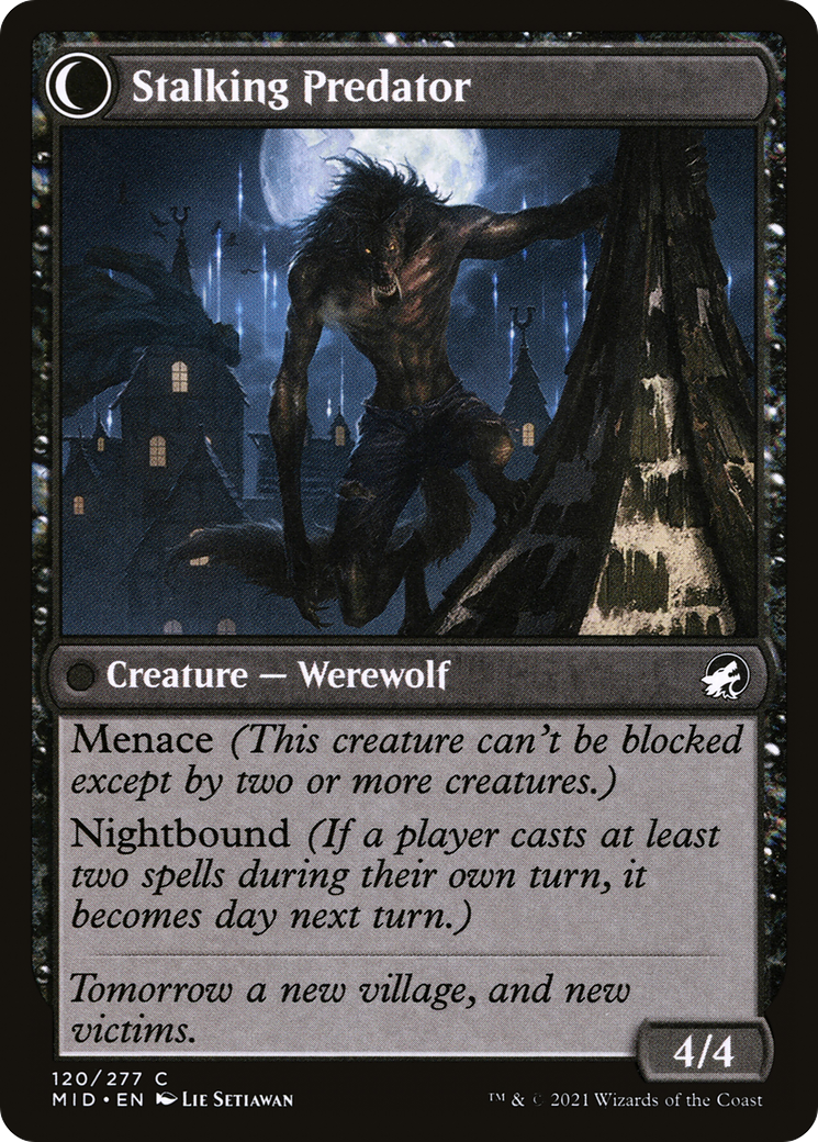 Shady Traveler // Stalking Predator (MID-120) - Innistrad: Midnight Hunt: (Double Faced Transform) Foil