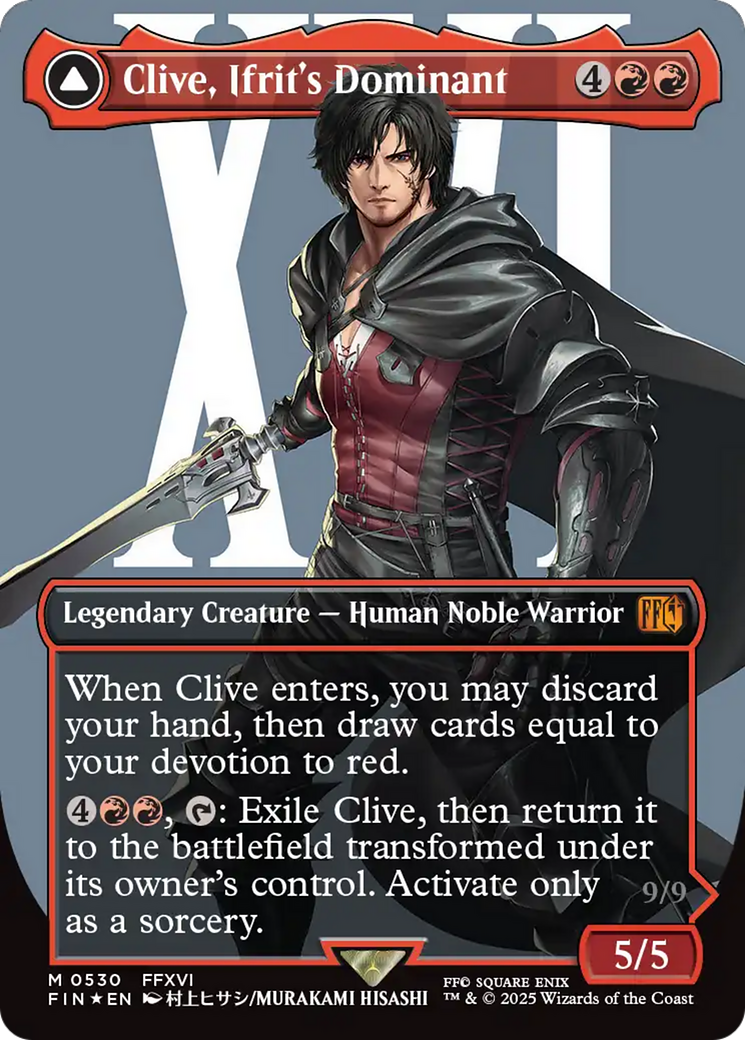 Clive, Ifrit's Dominant // Ifrit, Warden of Inferno (Borderless) (Surge Foil) [FINAL FANTASY]