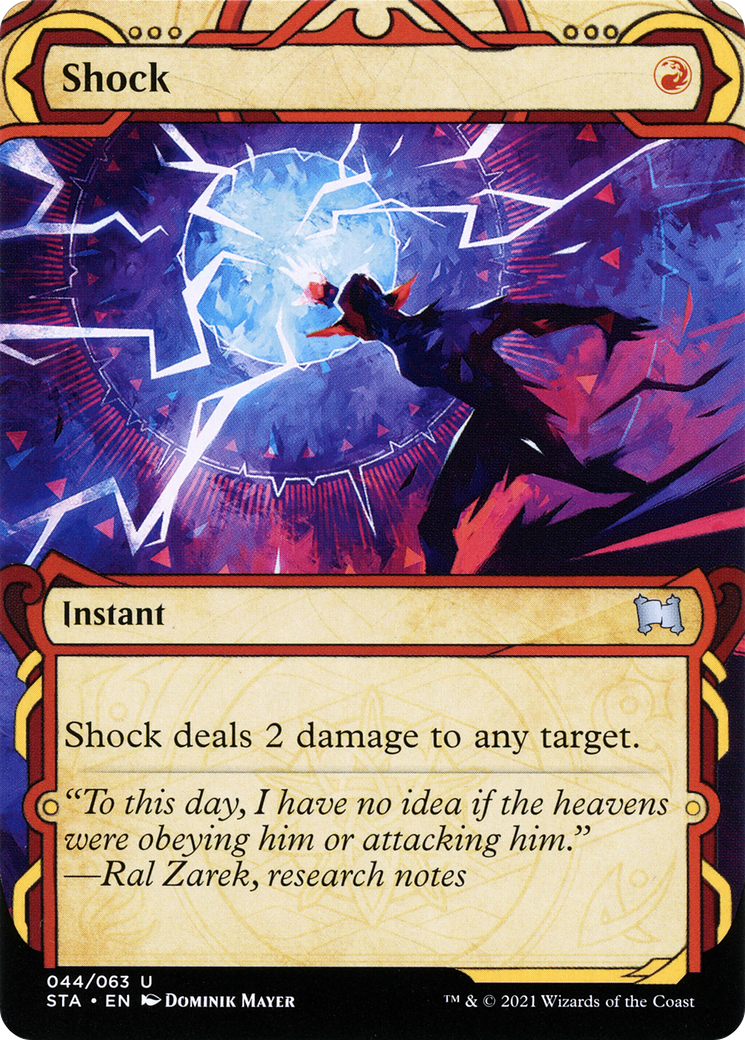 Shock (STA-044) - Strixhaven Mystical Archive: (Showcase) (Borderless) Etched Foil