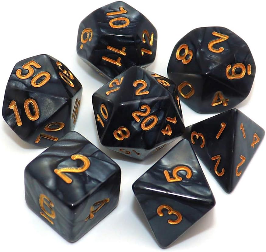 7 Polyhedral Abyss Dice Set - Nether Dark / Yellow (AB0020)