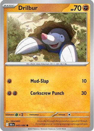 Drilbur 045/086  - Holofoil SV Black Bolt - Common