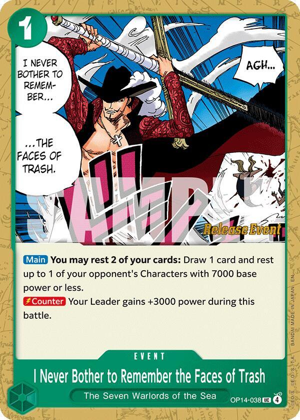 I Never Bother to Remember the Faces of Trash (OP14-038) [The Azure Sea's Seven Release Event Cards]
