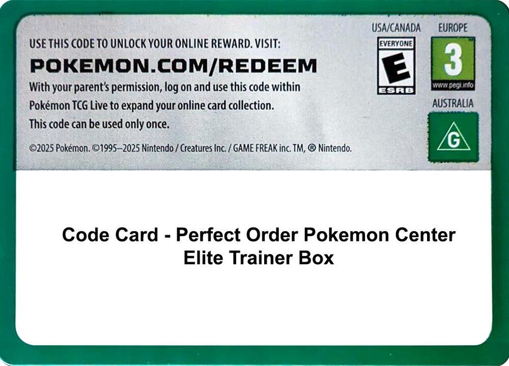 Code Card - Perfect Order Pokemon Center Elite Trainer Box [ME03: Perfect Order]